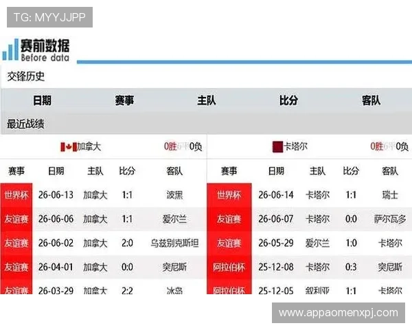 加拿大与卡塔尔国家队比赛详细数据与赛程安排全景介绍